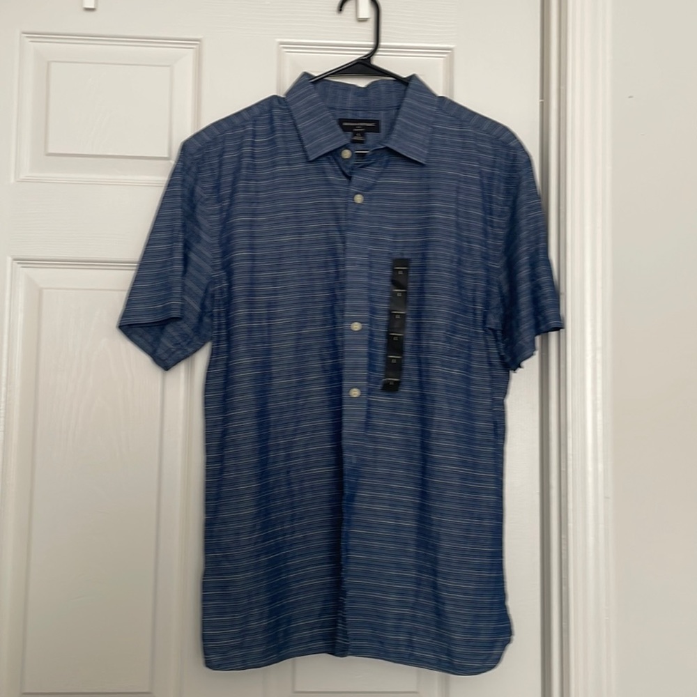 Short sleeve blue print banana republic shirt